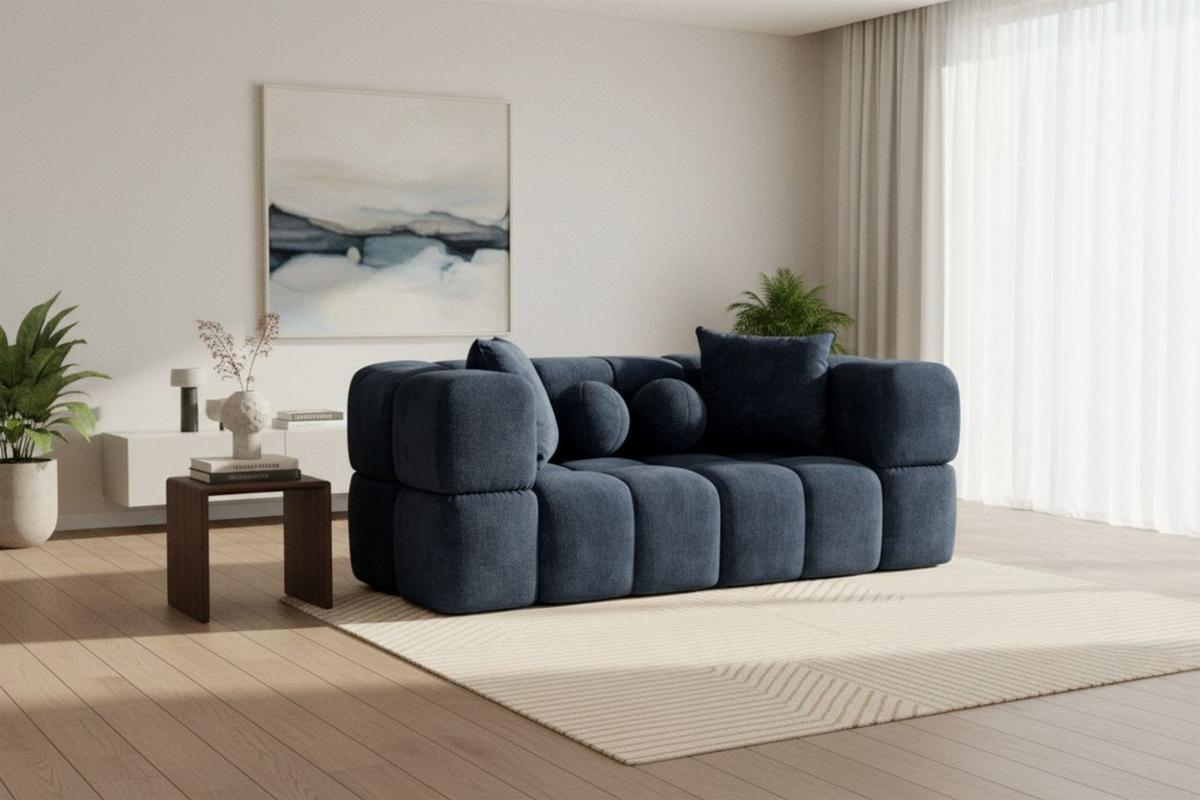 SOFASET Vega 3-2 Inkl. Hocker - Blau, Holzwerkstoff/Textil (250/77/103cm) - Fun Möbel