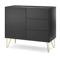 KOMMODE ARMONIA 97/83/37 cm mit 3 Schubladen 1 Türen Schwarz - Schwarz, Holzwerkstoff (97/83/37cm) - MASSENO