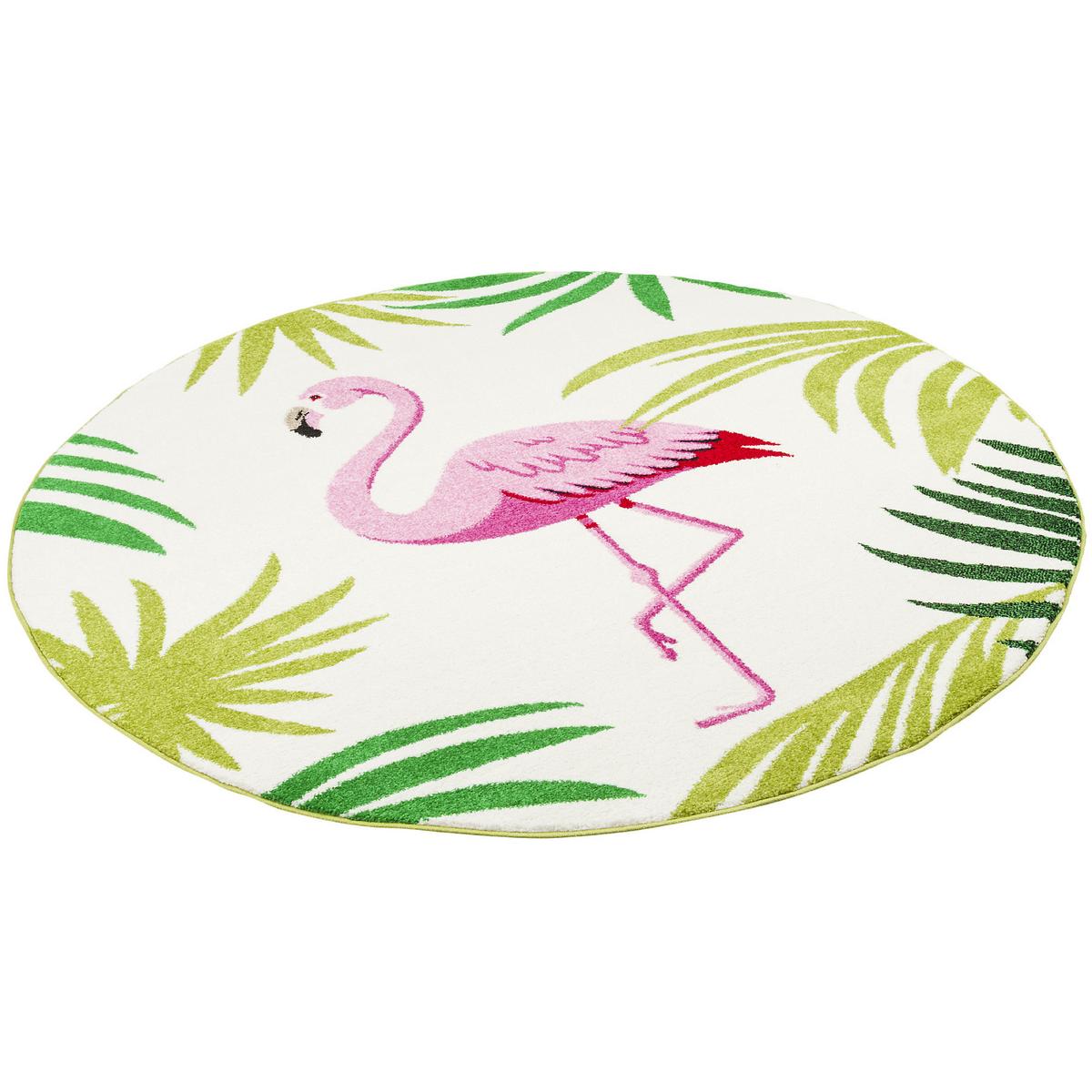 DESIGNER TEPPICH FARO TROPICAL FLAMINGO RUND - Pink, Textil (200/200cm) - Pergamon