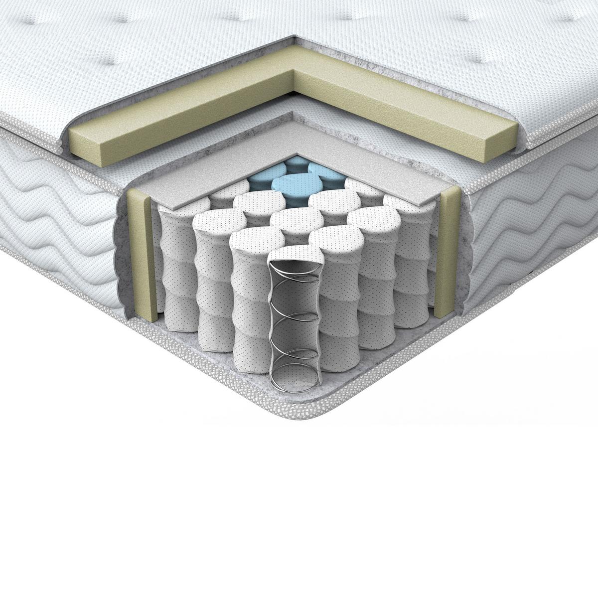 MEMORYSCHAUM-TASCHENFEDERKERNMATRATZE H2/3 Mittel 160/200 cm Luxus - Beige, Textil (160/200cm) - Beliani
