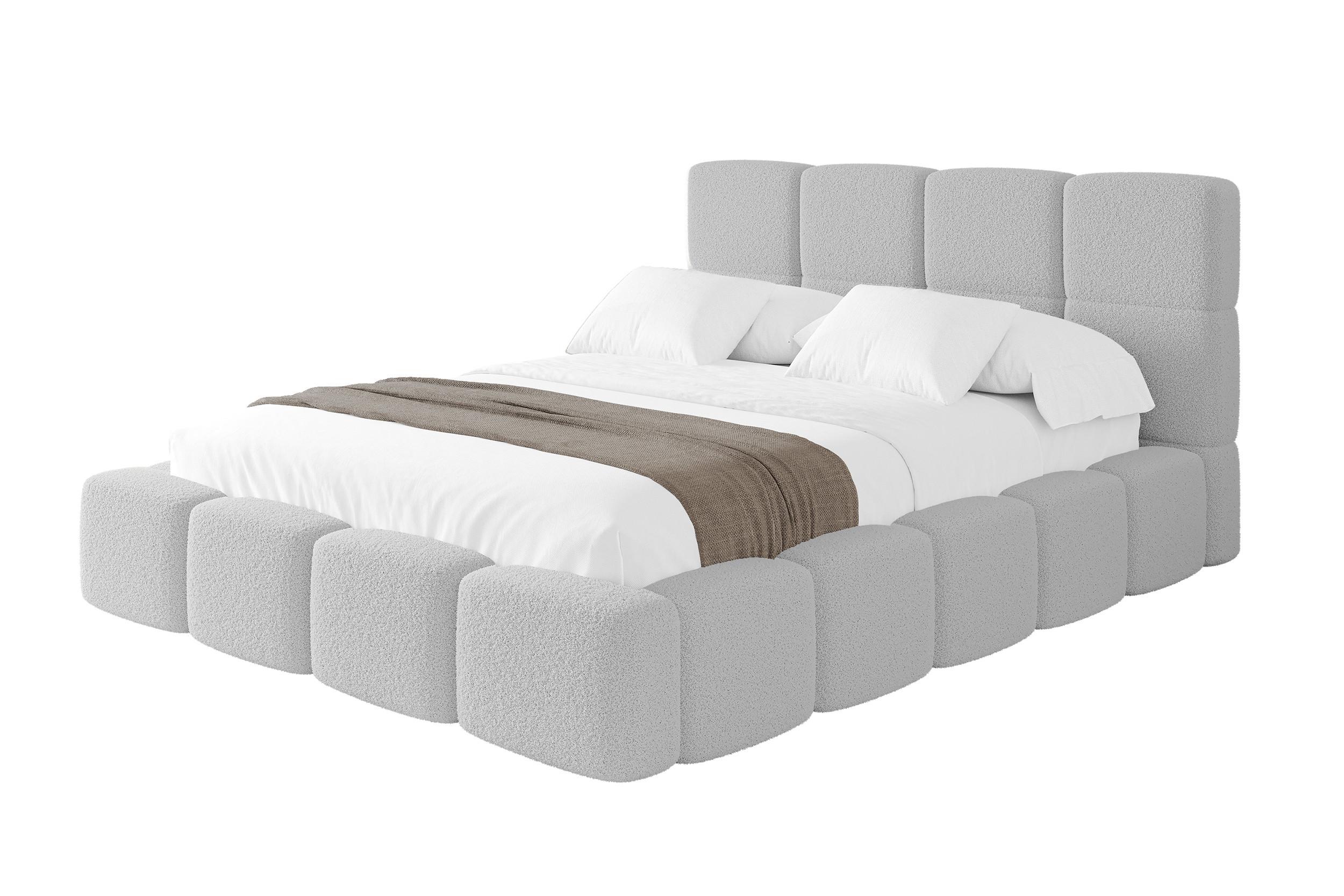 POLSTERBETT mit Bettkasten und Lattenrost mit Kopfteil, Boxbett ohne Matratze, mit Stauraum - NATA 160x200 Hellgrau - Hellgrau, Holzwerkstoff/Textil (160/200cm) - ALTDECOR