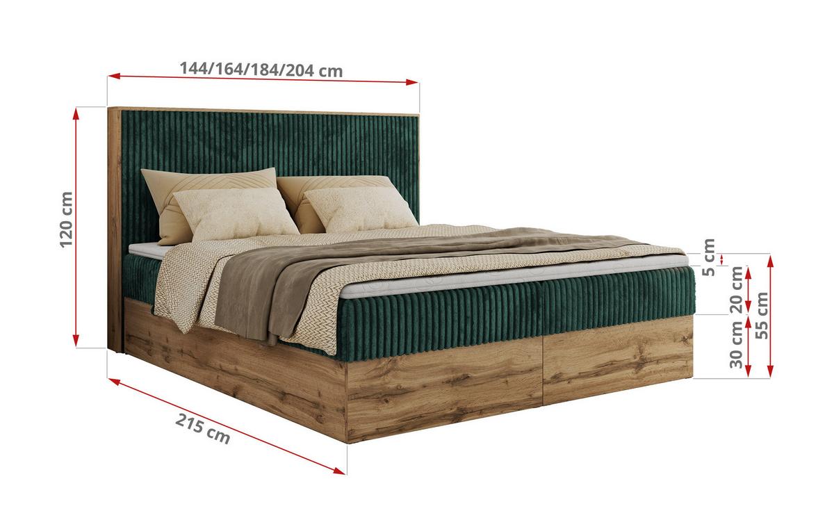 BOXBETT WOOD CLASSIC 140/200 - Dunkelgrün Cord - H4 - Dunkelgrün, Textil (140/200cm) - MKS