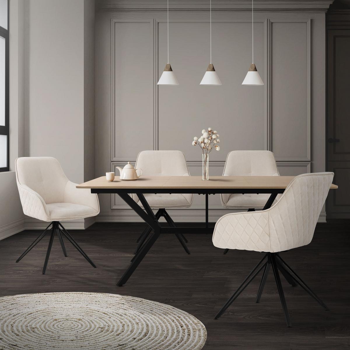 ESSTISCH aus MDF Hellbraun mit Stahlgestell rechteckig - Hellbraun, Holzwerkstoff (180/80/75cm) - ML-DESIGN