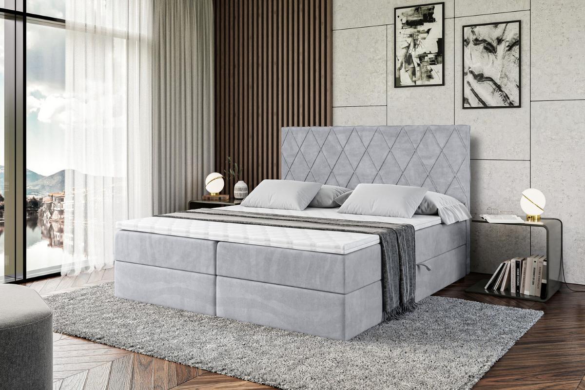 BOXBETT mit H4-Matratze und Lattenrost - LEPARO - 140x200 Hellgrau - Hellgrau, Holzwerkstoff (140/200cm) - ALTDECOR