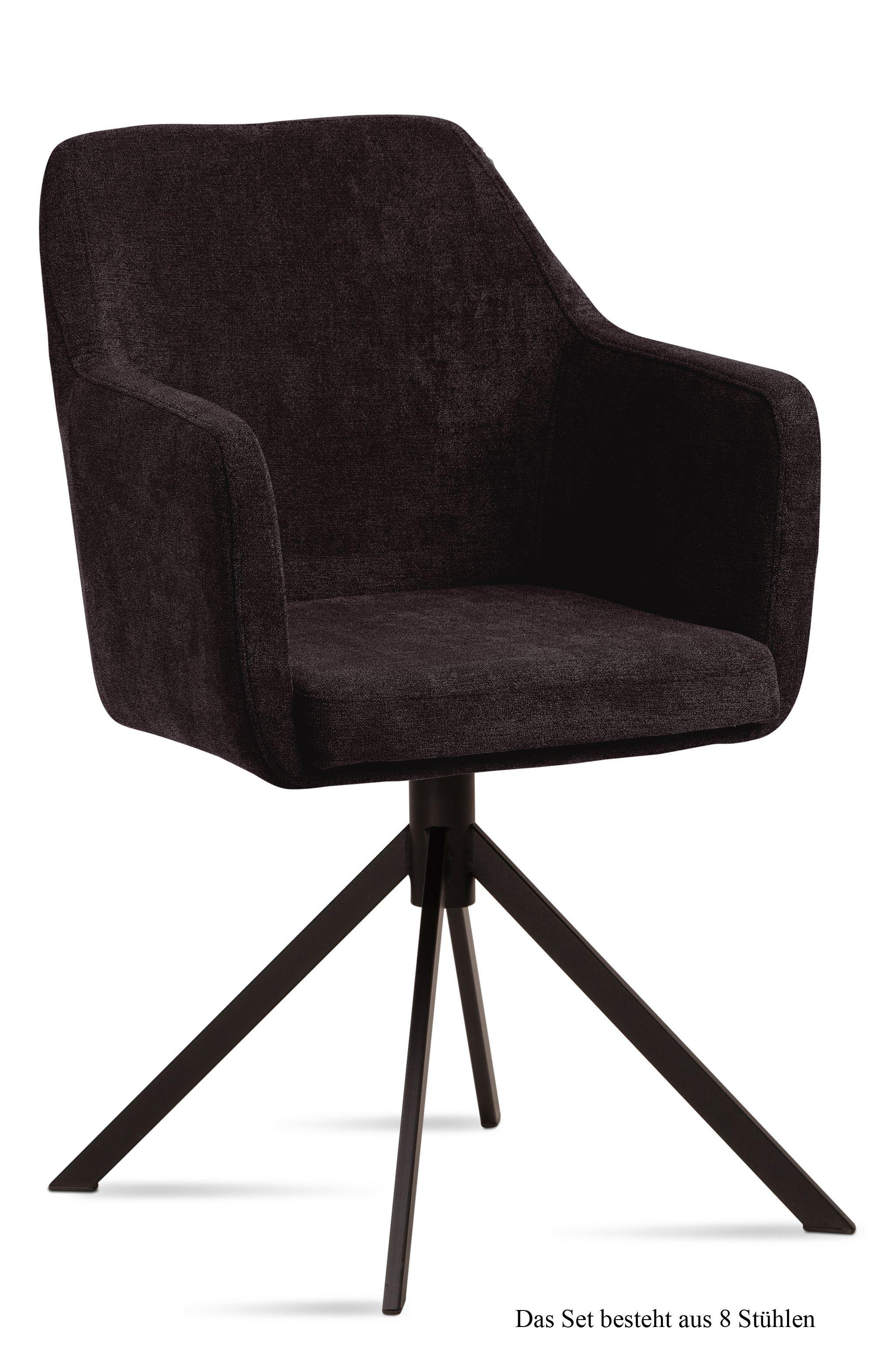 ARMLEHNSTUHL (8er-Set) Dulcy 57x87x60 Schwarz/Espresso - Dunkelbraun/Schwarz, Kunststoff (60/87/57cm) - 58aufmkessel
