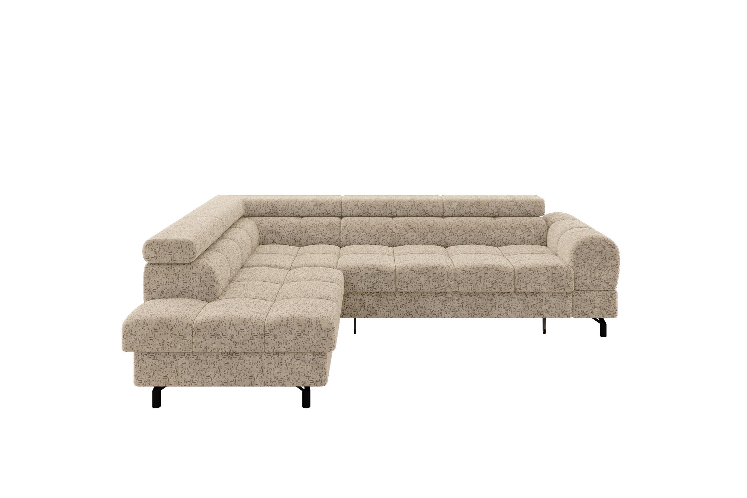 ECKSOFA mit Schlaffunktion Ottomane Links LUMA-L 272x203x70 Braun Velours - Schwarz/Braun, Holzwerkstoff/Kunststoff (272/203cm) - ALTDECOR