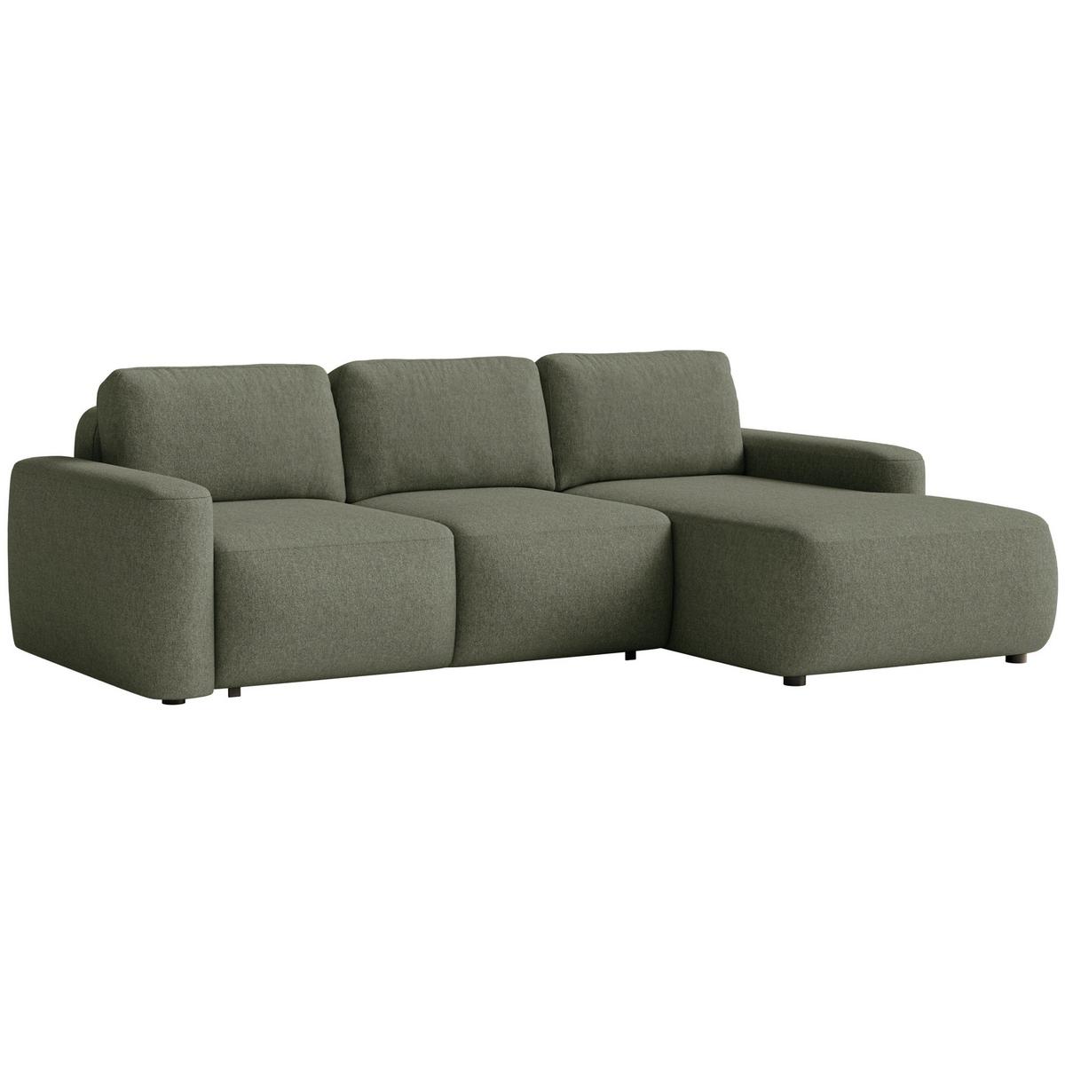 ECKSOFA Carnos Mini Olivgrün Chenille - Schwarz/Olivgrün, Kunststoff/Textil (164/238cm) - Selsey