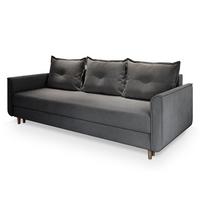 BETTSOFA NAPOL Grau Plüsch-Stoff mit Schlaffunktion - Grau, Textil (220/93/87cm) - MASSENO