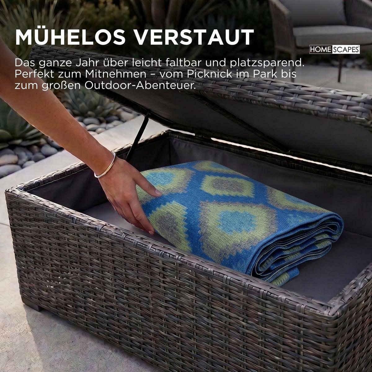 OUTDOORTEPPICH Amber, Ethno-Muster 240/300 cm - Blau, Kunststoff (240/300cm) - Homescapes