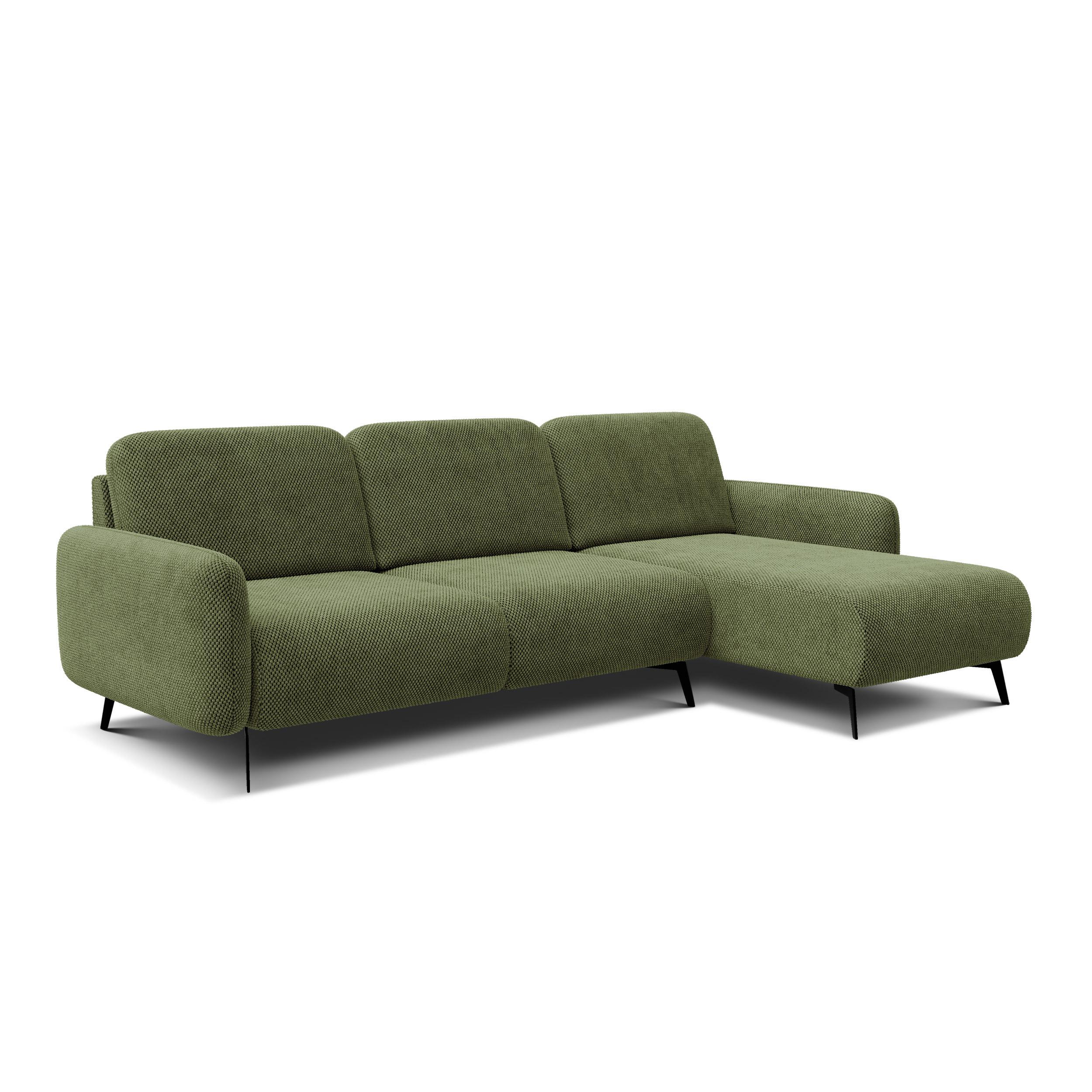ECKSOFA FEBE 4-Sitzer rechts, olivgrün - Schwarz/Olivgrün, Holz/Textil (264/157cm) - Wozimo