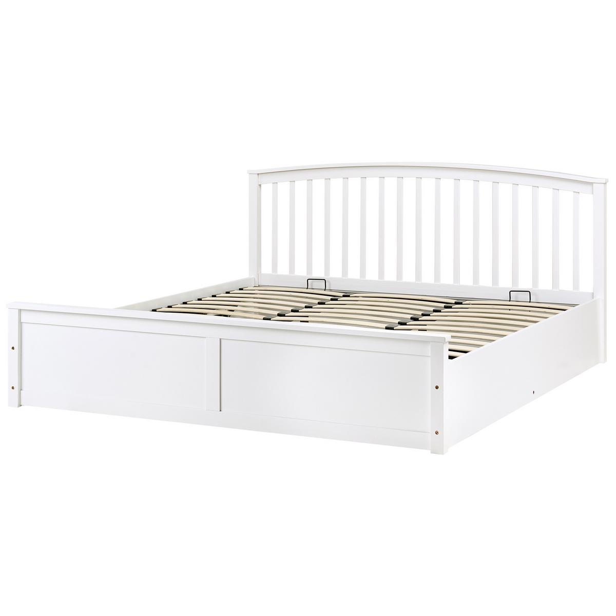 BETT mit Stauraum 180/200 cm Kiefernholz Weiß Clarbec - Weiß, Holz (180/200cm) - Beliani