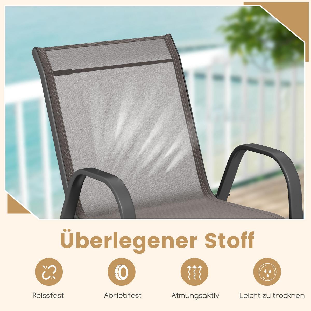 GARTENSTÜHLE Grau(2er-Set) - Grau, Metall (70/84/56cm) - COSTWAY