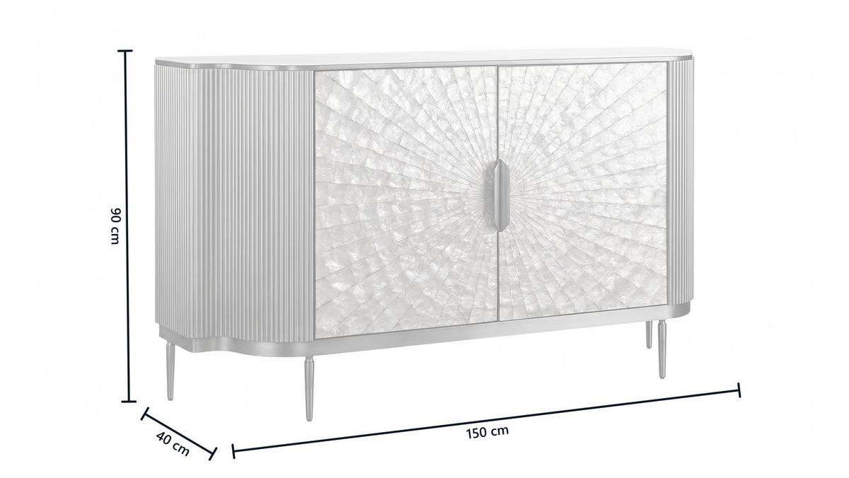 SIDEBOARD LEOLA Cremeweiß Holz - Goldfarben/Creme, Holz/Metall (180/200cm) - KAWOLA