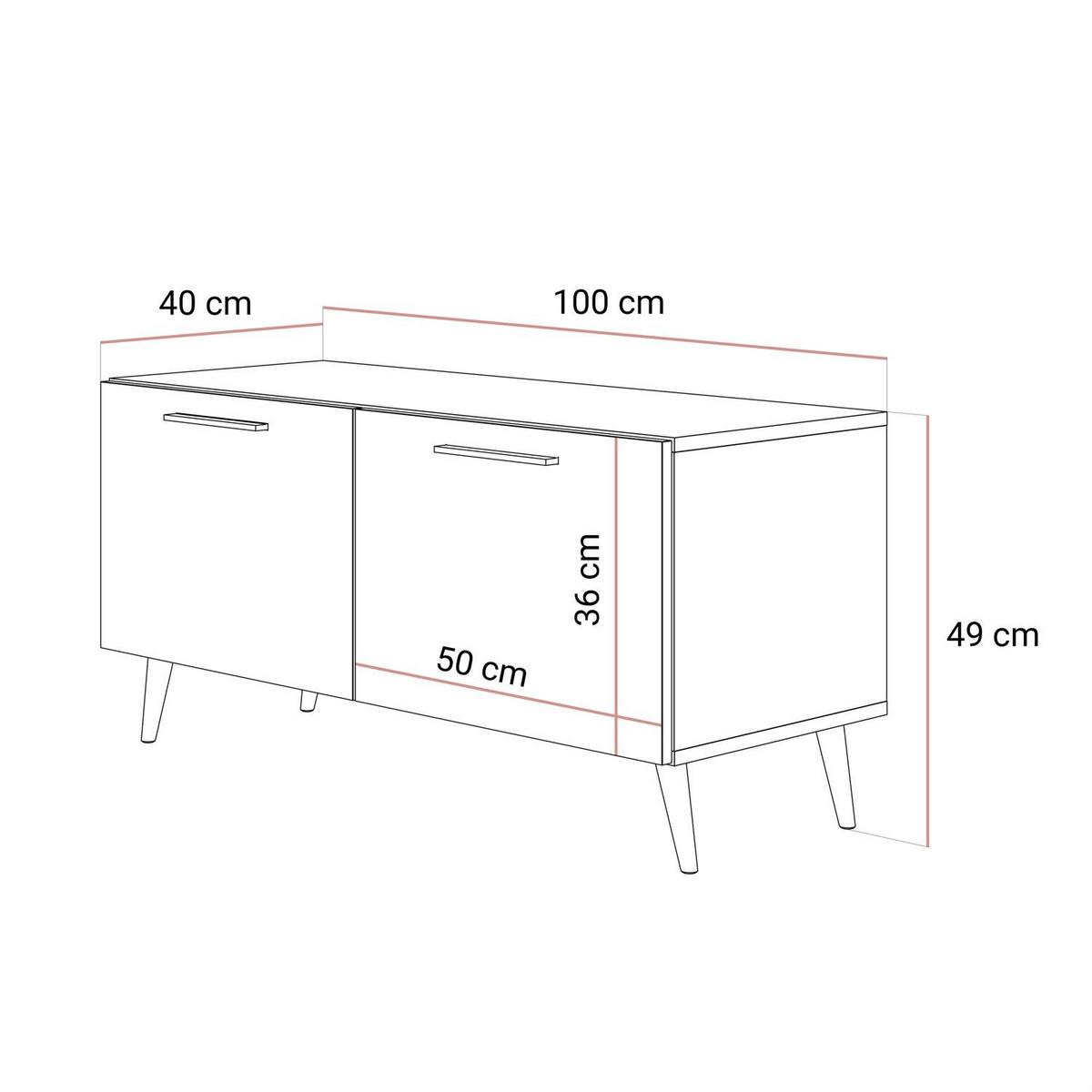 TV-ELEMENT AURA 100 KASCHMIR Hochglanz auf schrägen silbernen Beinen - Kaschmir/Silberfarben, Holzwerkstoff (100/49/40cm) - Lookway
