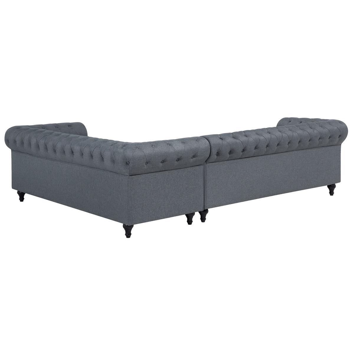 ECKSOFA Polsterbezug Hellgrau rechtsseitig Chesterfield - Grau, Textil (280/85cm) - Beliani