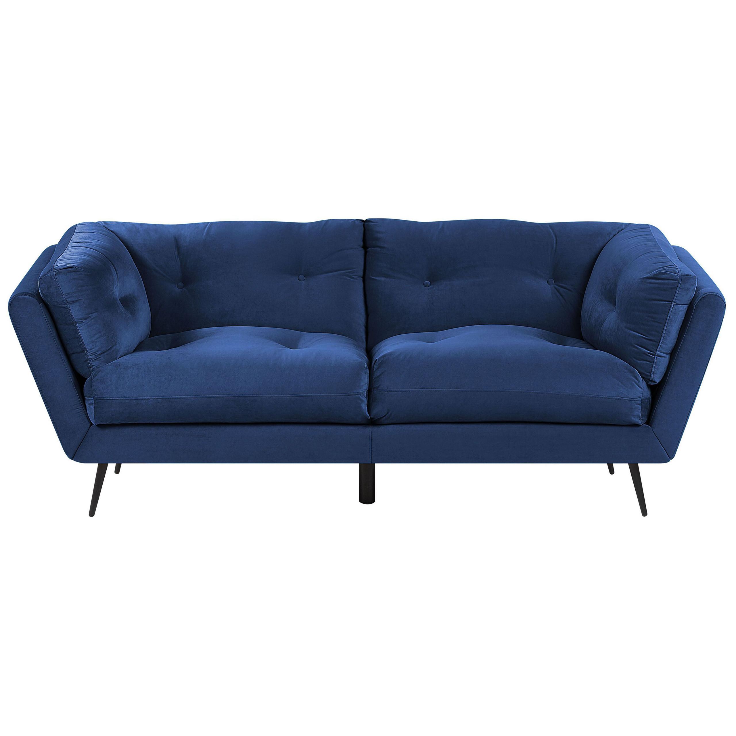 3-SITZER-SOFA Samtstoff Marineblau Lenvik - Hellblau, Textil (210/75/90cm) - Beliani