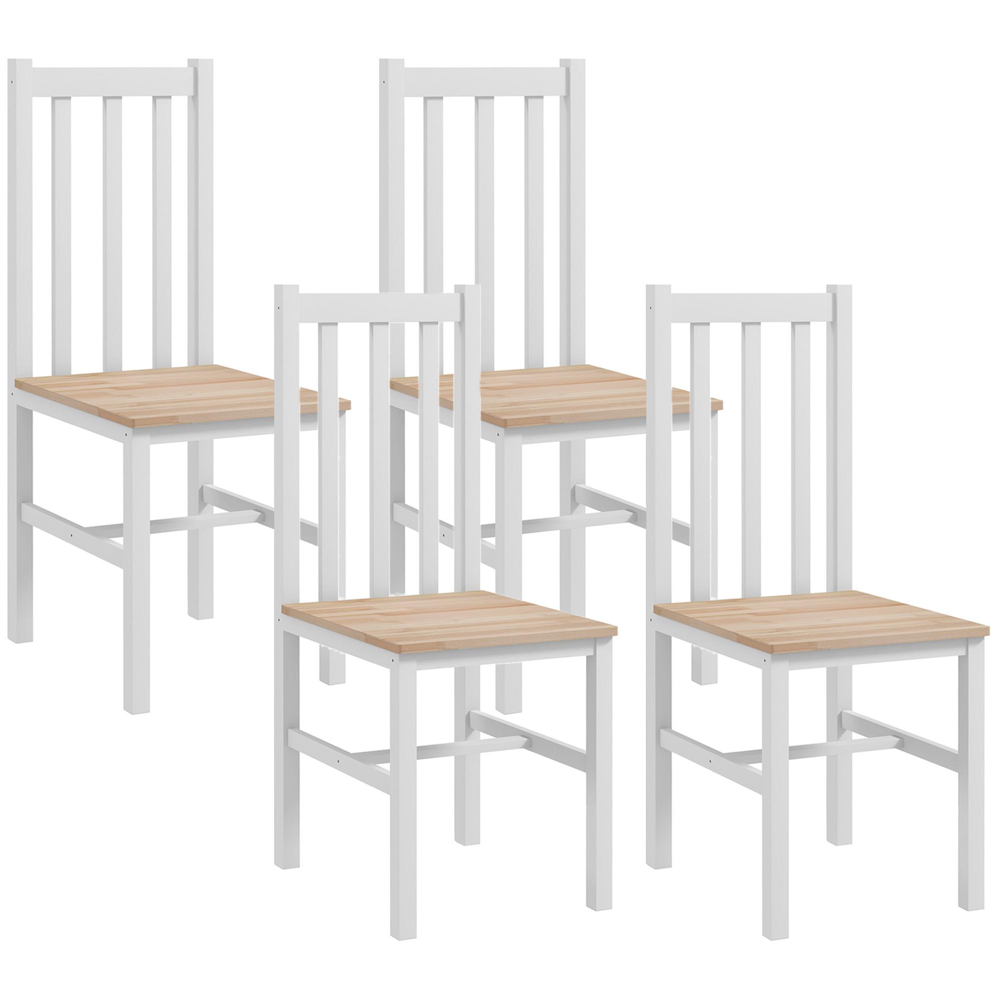 ESSZIMMERSTÜHLE 4er Set Kiefernholz Naturholz - Naturfarben/Weiß, Holz (38.5/99/47.5cm) - HOMCOM