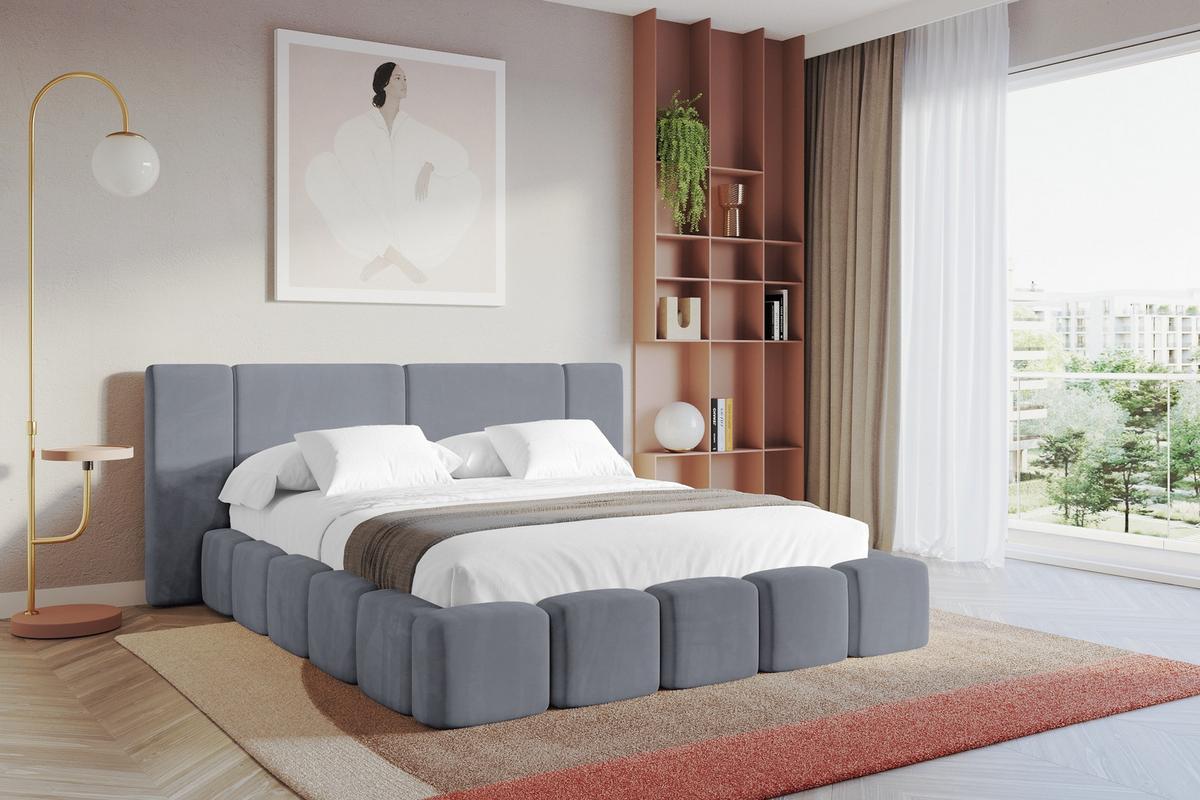 POLSTERBETT mit Bettkasten und Lattenrost, Boxbett ohne Matratze - NILO 200x200 Grau - Grau, Holzwerkstoff/Textil (200/200cm) - ALTDECOR