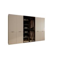 KLEIDERSCHRANK SANDBOX KASHMIR 300 303/49/200 cm Kaschmir / Kaschmir + schwarzes Glas ohne LED 12 Zusatzböden - Kaschmir/Schwarz, Holzwerkstoff/Kunststoff (303/200/49cm) - Lookway