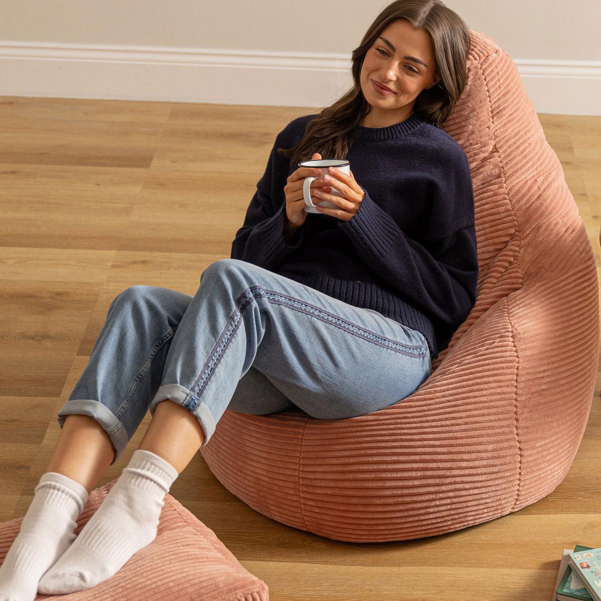 SITZSACK Dalton mit Hocker - Pink, Textil (82/76/82cm) - icon