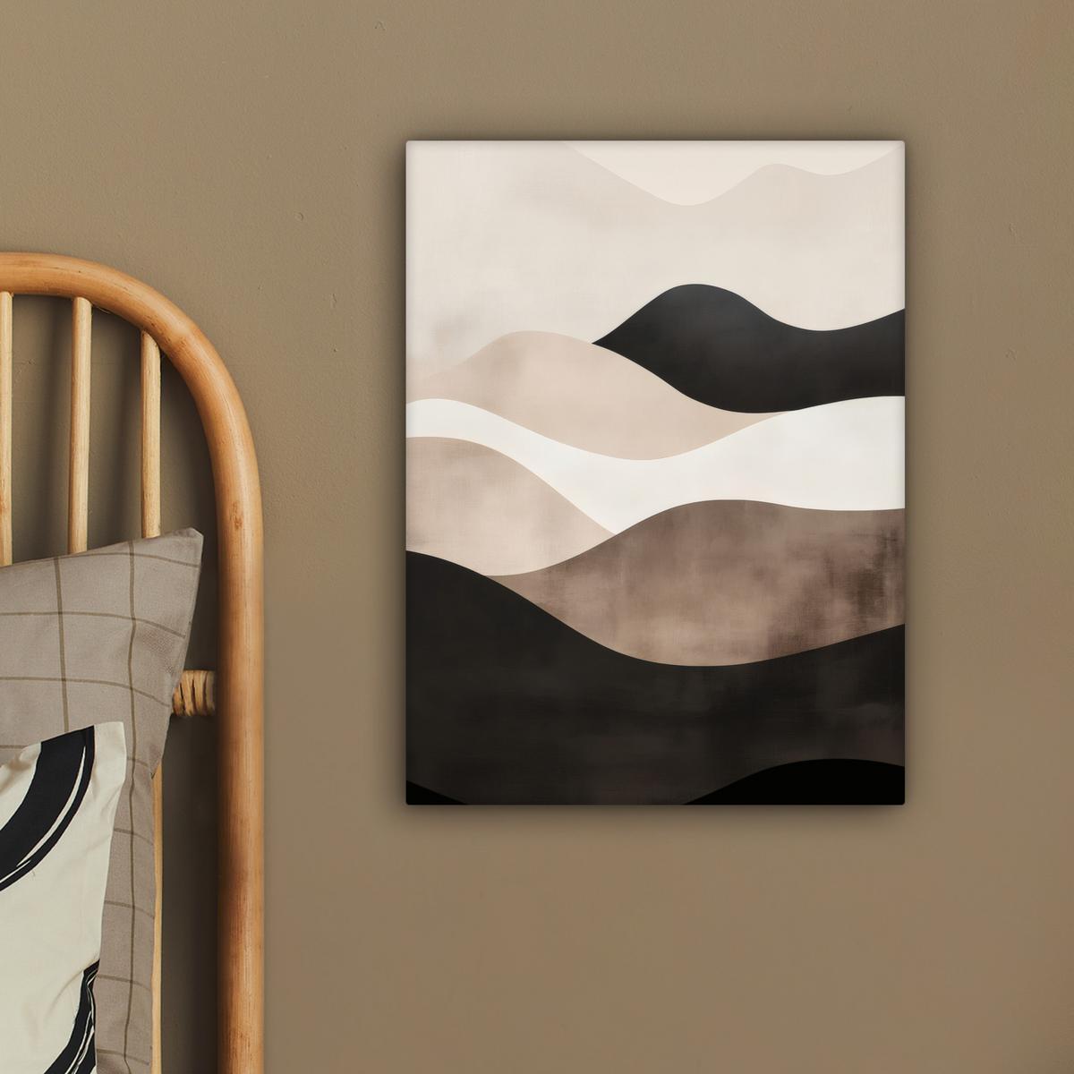 LEINWANDBILD Abstrakt - Landschaft - Wellen - Cremefarben Room Decor 30x40 cm - Cappuccino, Textil (30/40cm) - MuchoWow