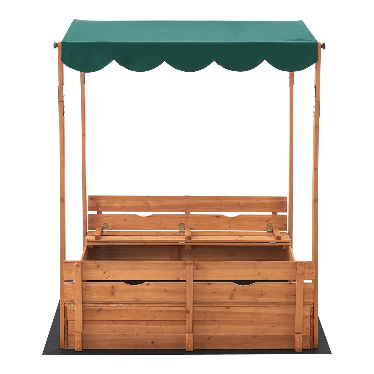 SANDKASTEN Pitsunda - Naturfarben/Grün, Holz (118/118/145cm) - [en.casa]