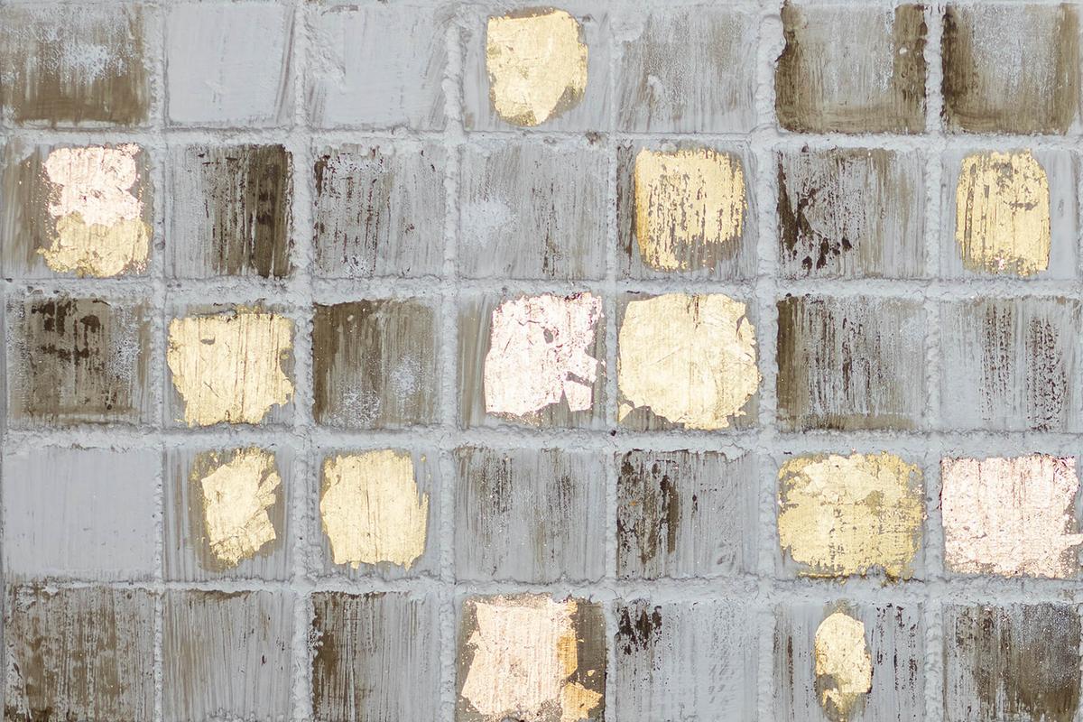 ACRYLBILD HANDGEMALT 102,5/77,5 cm - Goldfarben/Grau, Textil (102.5/77.5cm) - KUNSTLOFT