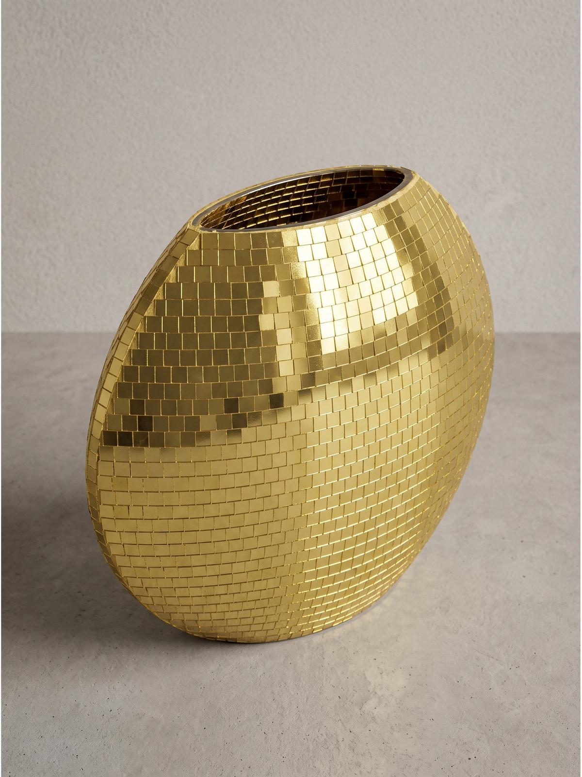 TISCHVASE BERLENGA, Eisen, handgefertigt, Gold, 40 x 10 x 35 cm - Goldfarben, Metall (35cm) - KADIMA DESIGN