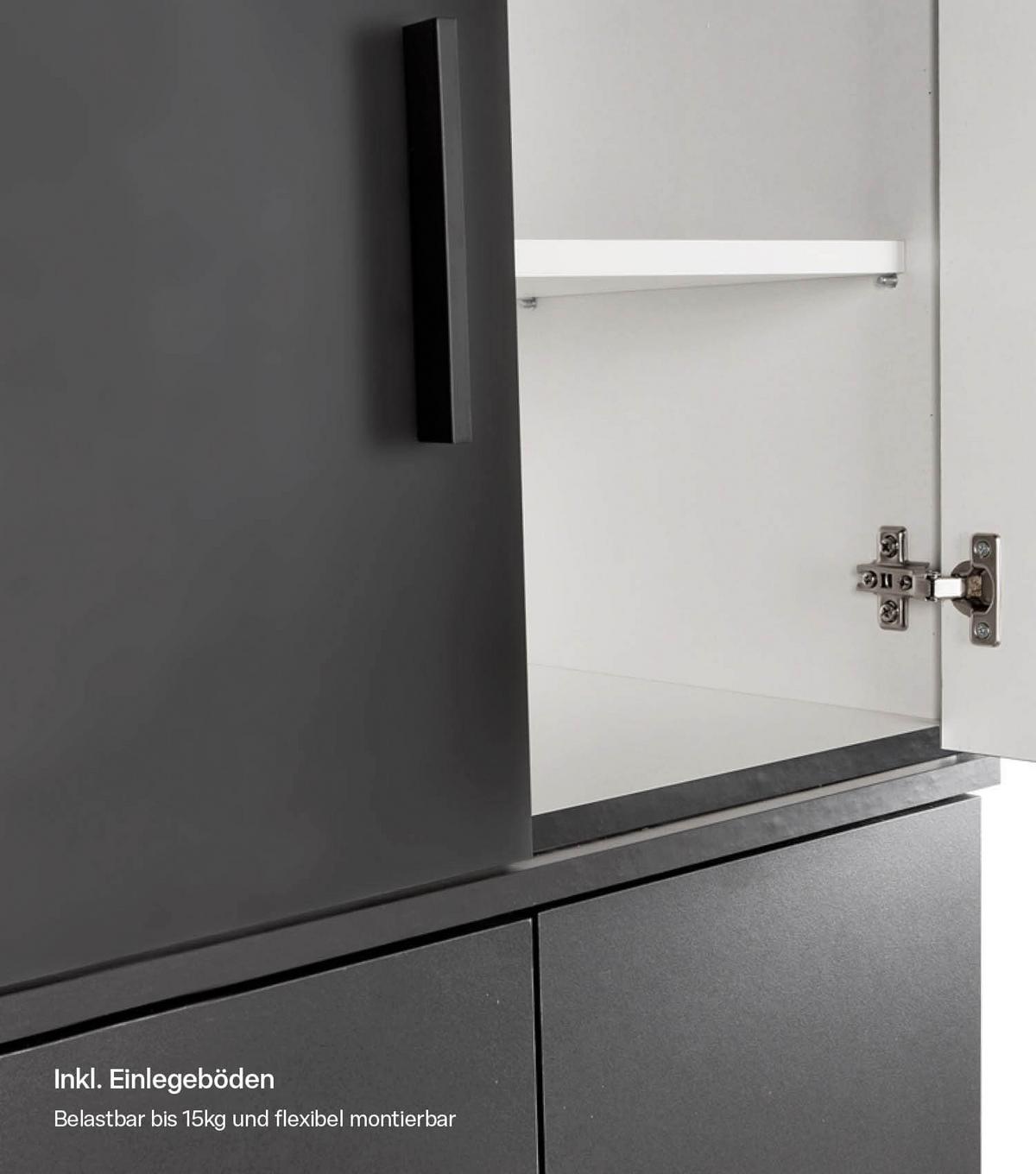 MEHRZWECKSCHRANK Der Extralange - Anthrazit/Schwarz, Holzwerkstoff (60/230/34cm) - Mokebo
