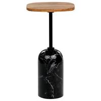 BEISTELLTISCH Metall heller Holzfarbton/schwarz rund 30 cm Oasis - Hellbraun/Schwarz, Metall (30/30/59cm) - Beliani