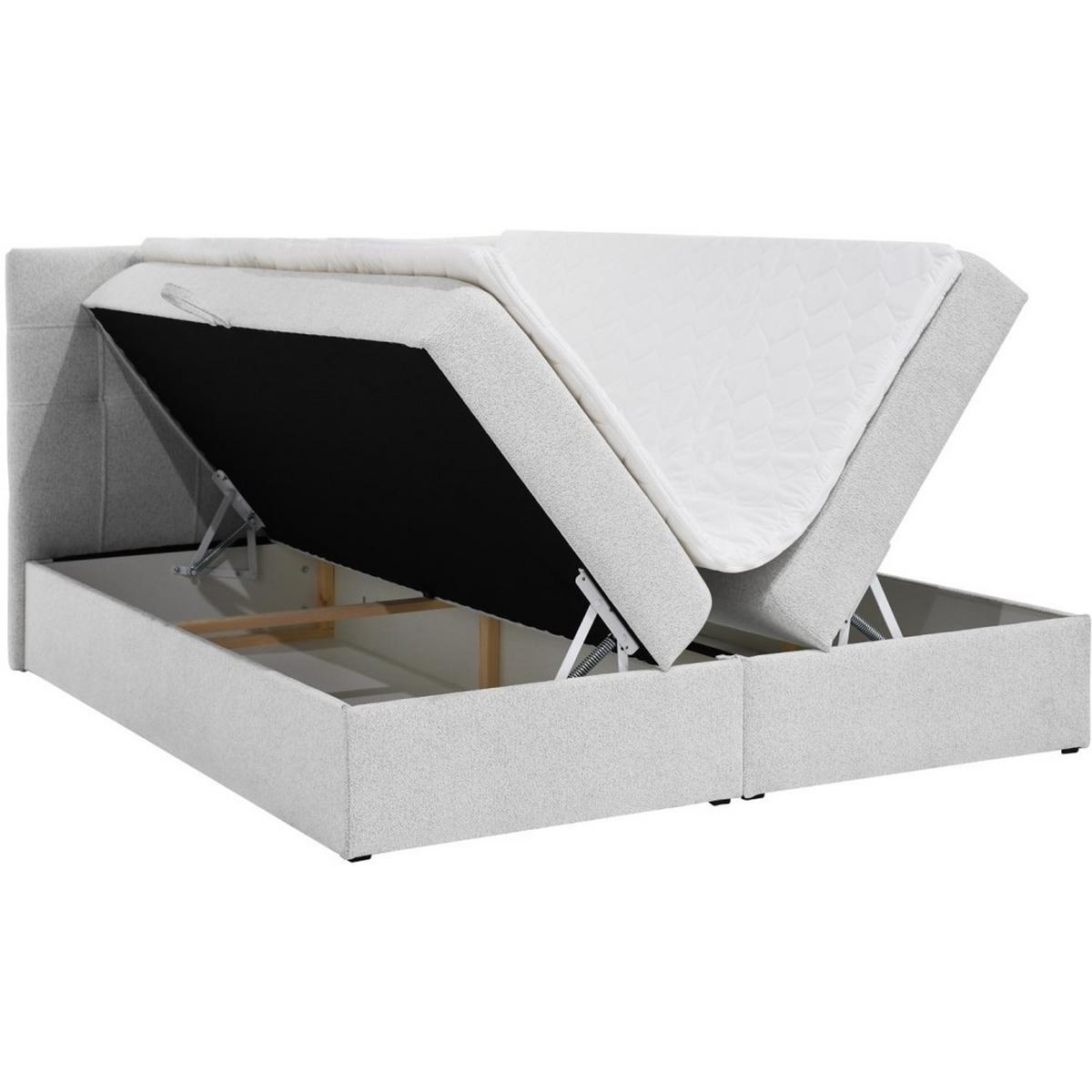 POLSTERBETT Topiq I 144/203/103 hellgrau, Bouclé-Stoff - Hellgrau, Holzwerkstoff (140/200cm) - Beautysofa
