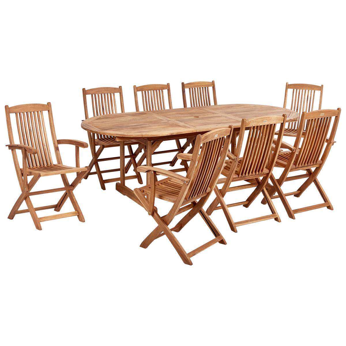 GARTENMÖBEL-SET 8-Sitzer Grau meliert Akazienholz Maui Premium - Grau, Holz - Beliani