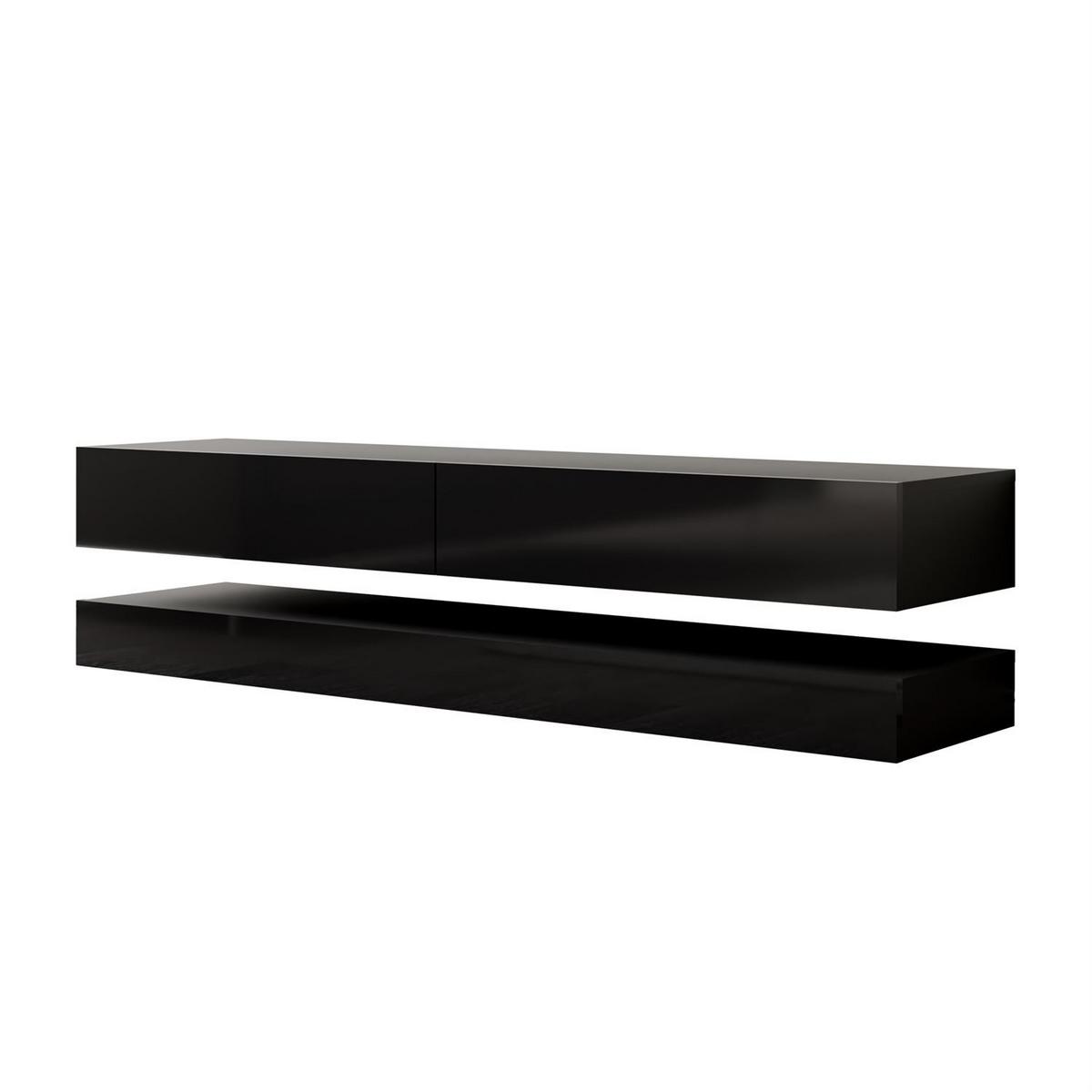 TV-RACK SKY 140 cm, Schwarz hochglanz - Schwarz, Holzwerkstoff (140/25/34cm) - Lookway