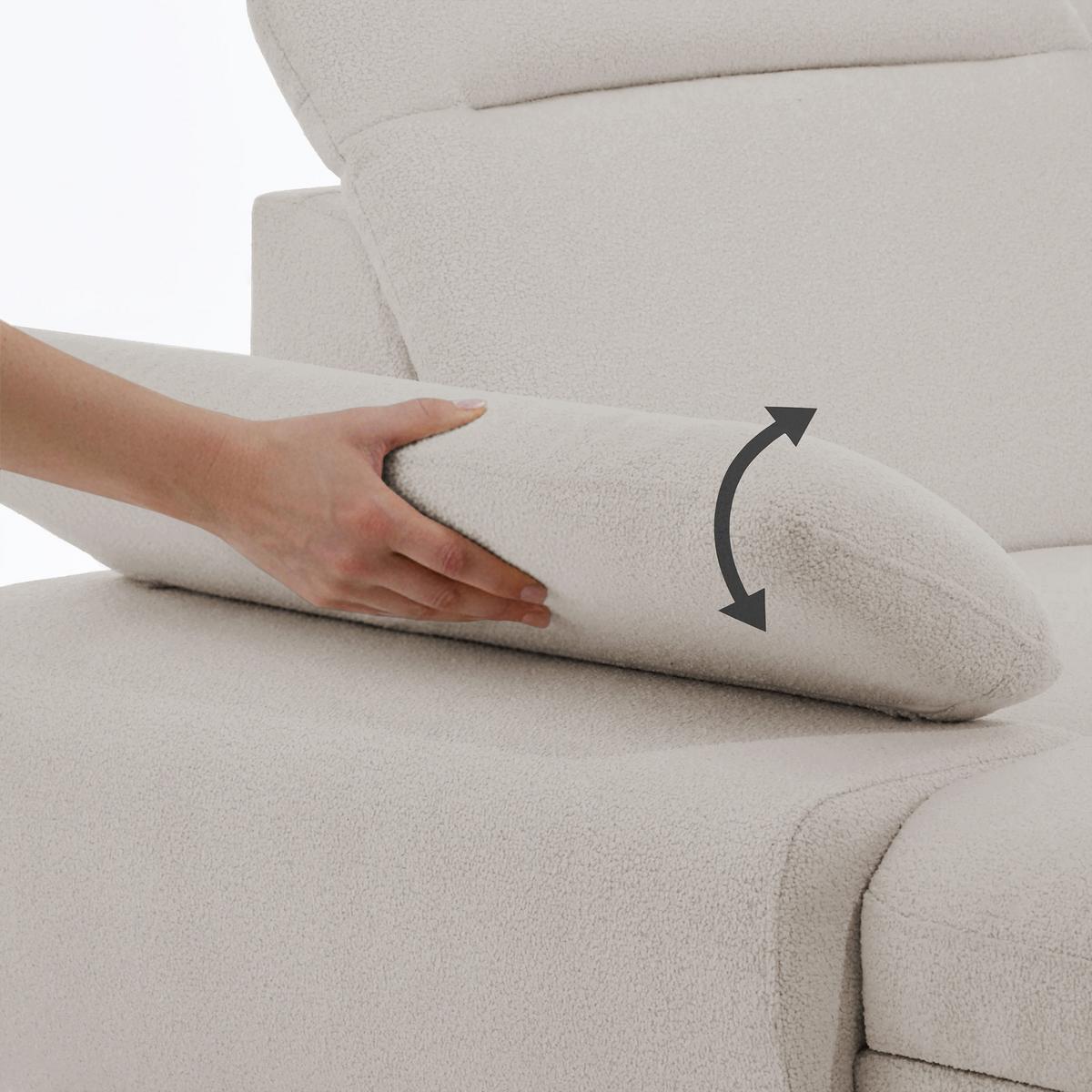 WOHNLANDSCHAFT Sora U mit Schlaffunktion und verstellbarer Sitztiefe, Kopfstützen und Armlehne, 365 cm, Beige, Links - Beige/Schwarz, Textil (365/107/235cm) - Beautysofa