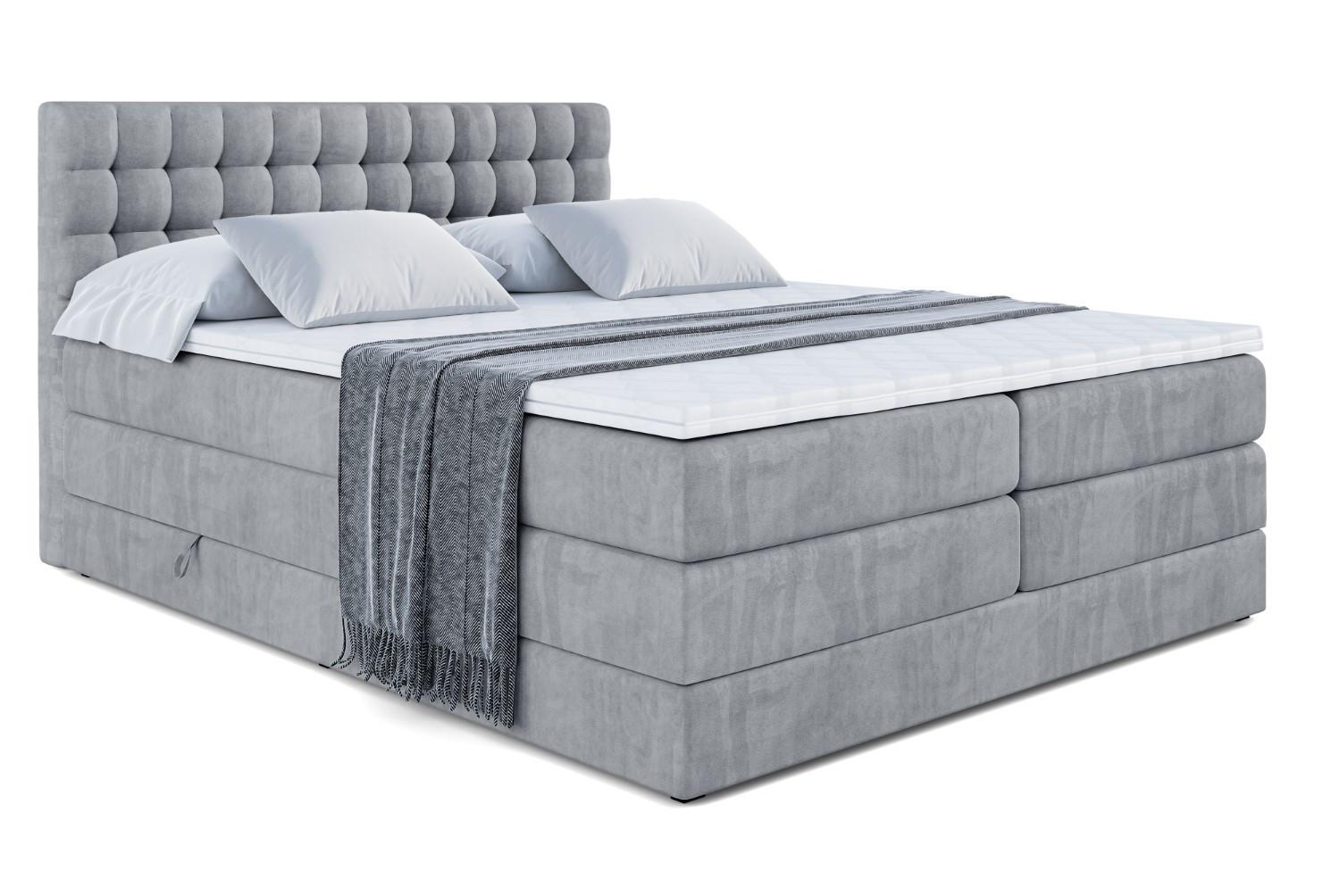 BOXSPRINGBETT VIONE KING - 140 x 200 - H3/H4 - Grau - Grau, Holzwerkstoff (140/200cm) - ALTDECOR