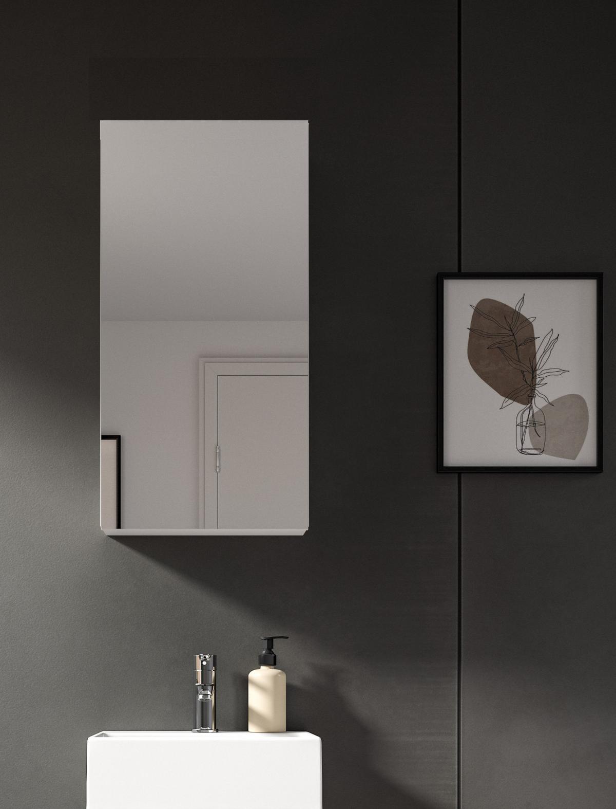 SPIEGELSCHRANK weiß 38 x 77 cm, Badschrank 1-türig mit Spiegel - Weiß, Glas/Holzwerkstoff (38/77/18cm) - Inn.Furn