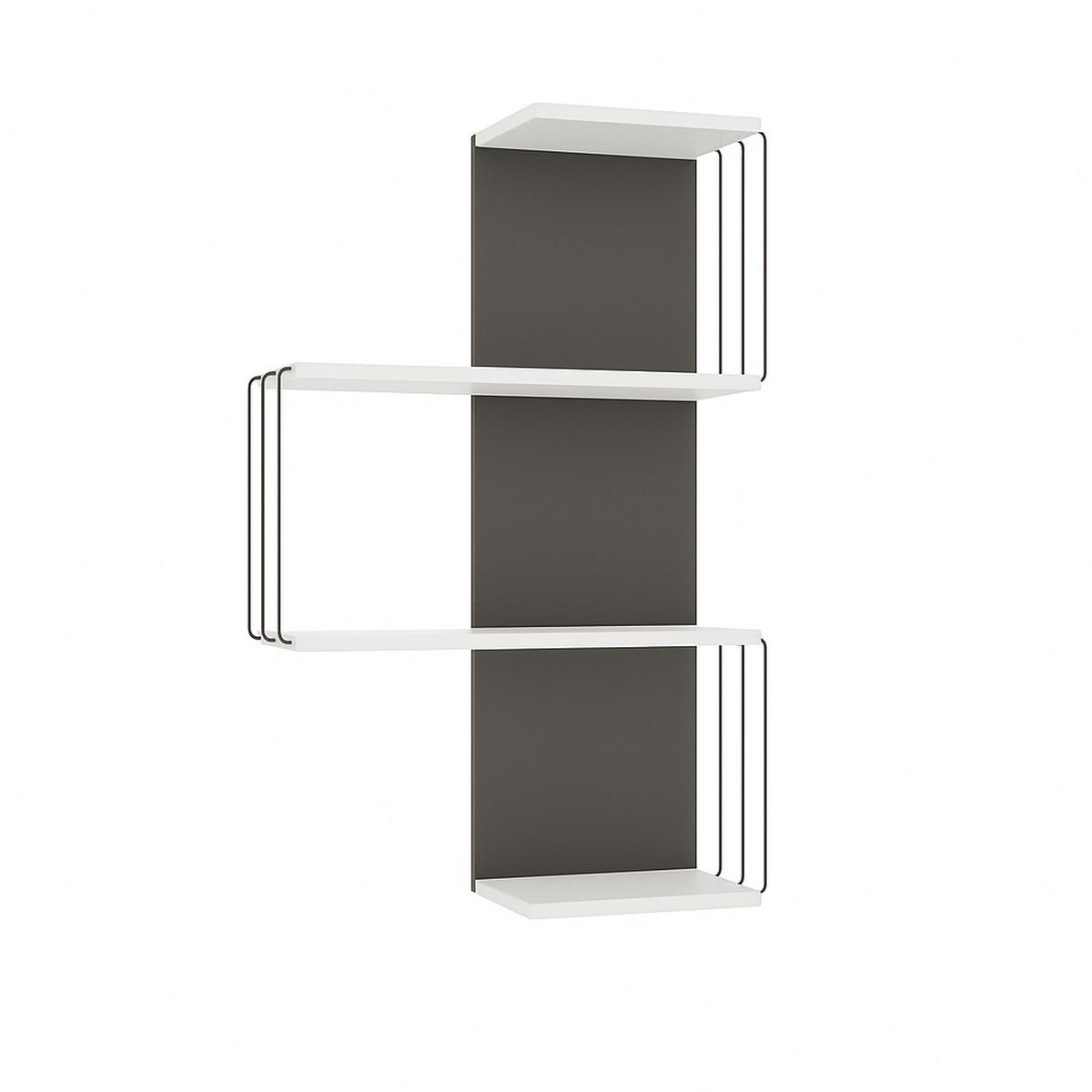 WANDREGAL mit 4 Ablagen 64/19/96 cm - Weiß/Grau, Holzwerkstoff (19/96/7cm) - Calicosy