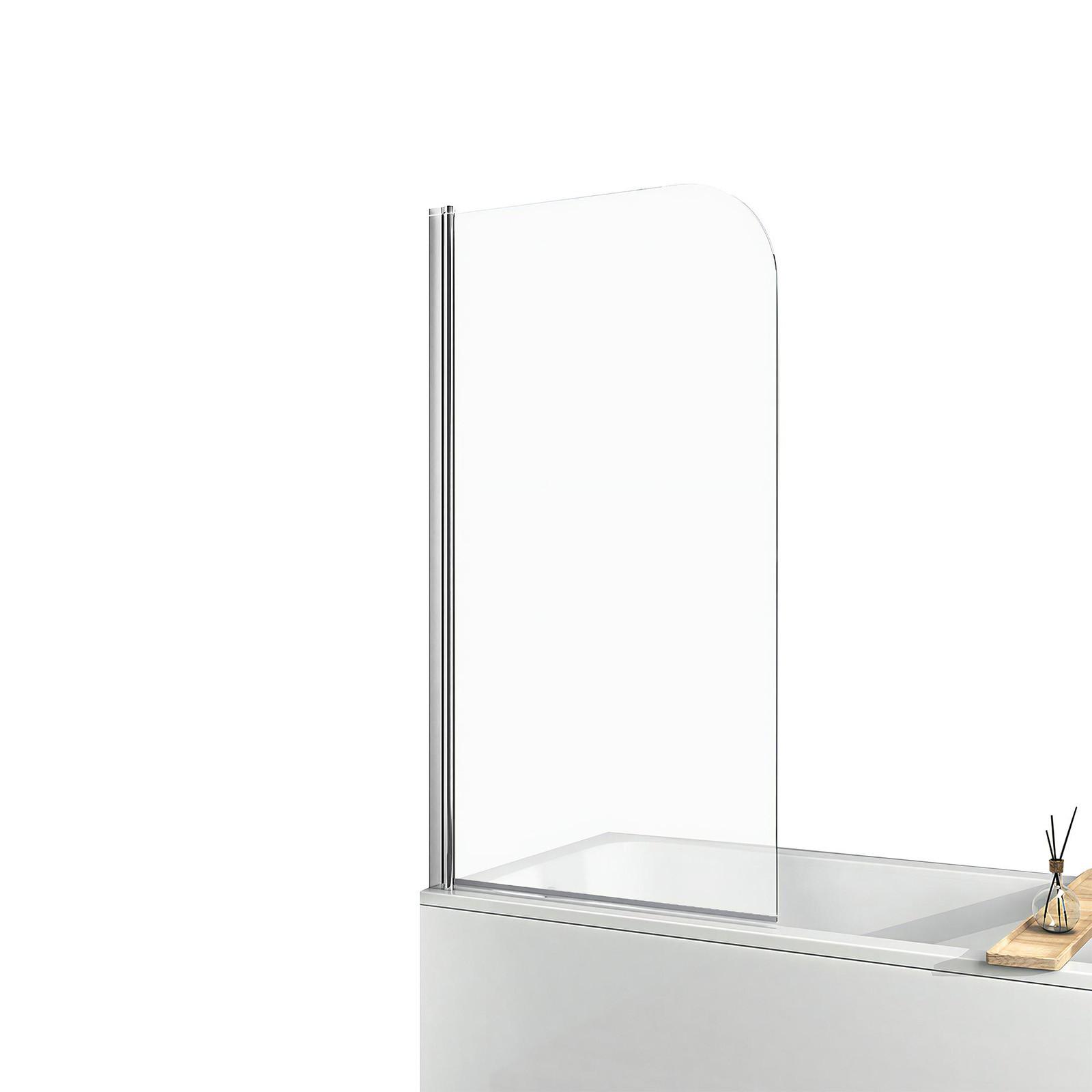 DUSCHWAND für Badewannen mit Schwenkfunktion Leicht zu Reinigen 80/140 cm - Transparent, Glas (80/140cm) - EMKE