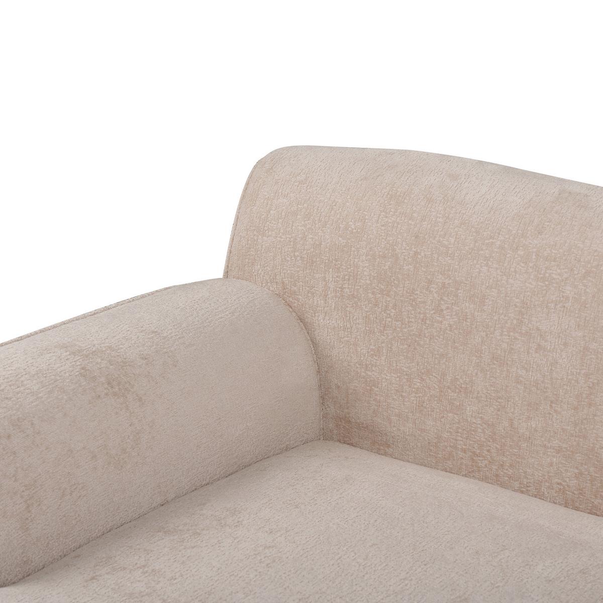 ECKSOFA 3-Sitzer Chenillegewebe Beige rechtsseitig Simos - Beige, Textil (264/82cm) - Beliani