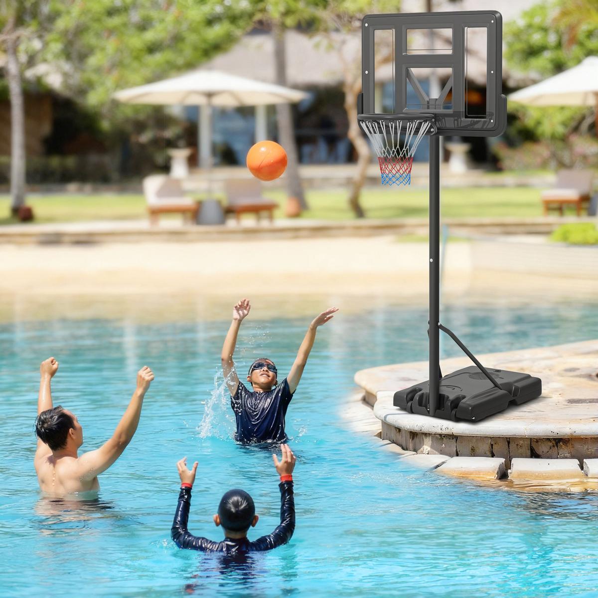 2-IN-1 Basketballständer 230-305cm Höhenverstellbarer Basketballkorb mit Ständer - Schwarz, Metall (60/90cm) - SPORTNOW