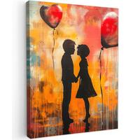 LEINWANDBILD Straßenkunst - Liebe - Graffiti - Kunst - Banksy Room Decor 30x40 cm - Orange, Textil (30/40cm) - MuchoWow