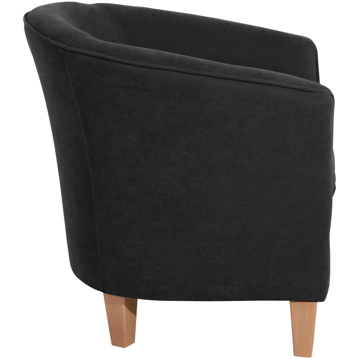 SESSEL Karine Bezug Veloursstoff Buche natur / schwarz - Schwarz, Kunststoff (70/74/70cm) - 58aufmkessel