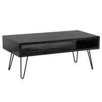 COUCHTISCH Mango Massivholz Metall 100x50x40cm mit Stauraum und Haarnadelbeinen - Schwarz, Holz/Metall (50/100/40cm) - KADIMA DESIGN