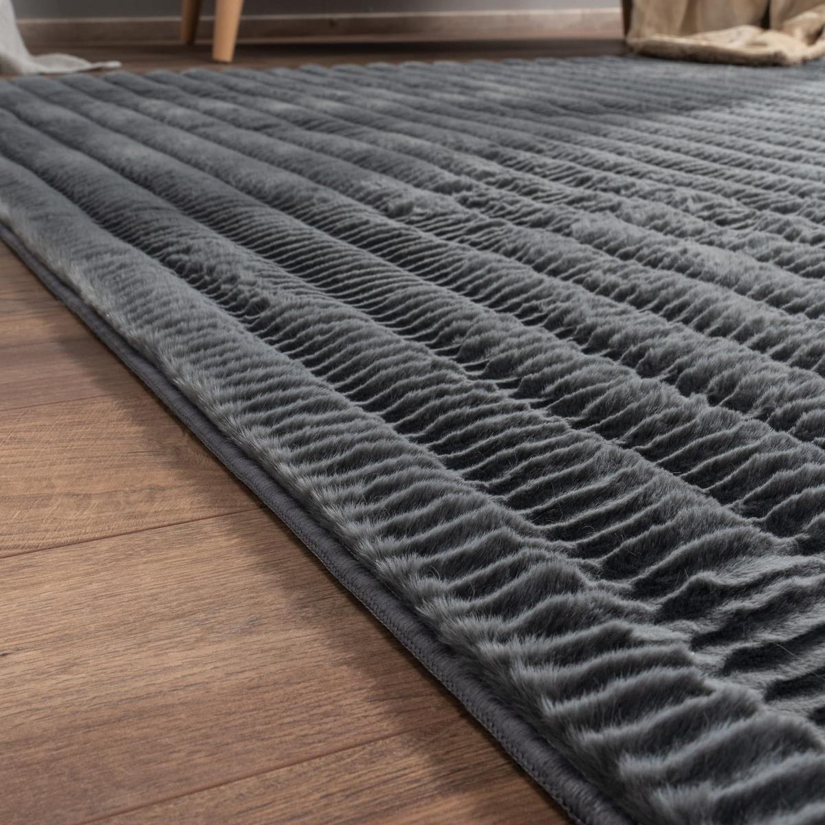 HOCHFLORTEPPICH, mit Struktur, Florhöhe 23 mm, Anthrazit, 80 x 150 cm - Anthrazit, Textil (150/80cm) - KADIMA DESIGN