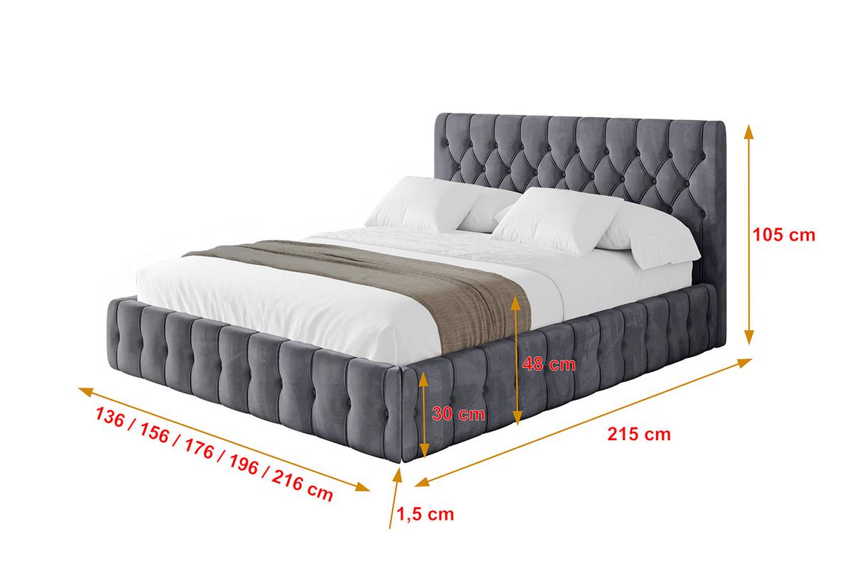 POLSTERBETT mit Bettkasten und Lattenrost, Bett mit Matratze H3/H4 - LARO 180x200 Dunkelgrau - Dunkelgrau, Holzwerkstoff/Textil (180/200cm) - ALTDECOR