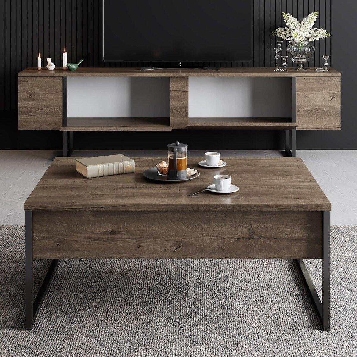 TV-MÖBEL mit 2 Klapptüren Luxe 180/30/50 cm - Braun, Holzwerkstoff (180/50/30cm) - Calicosy