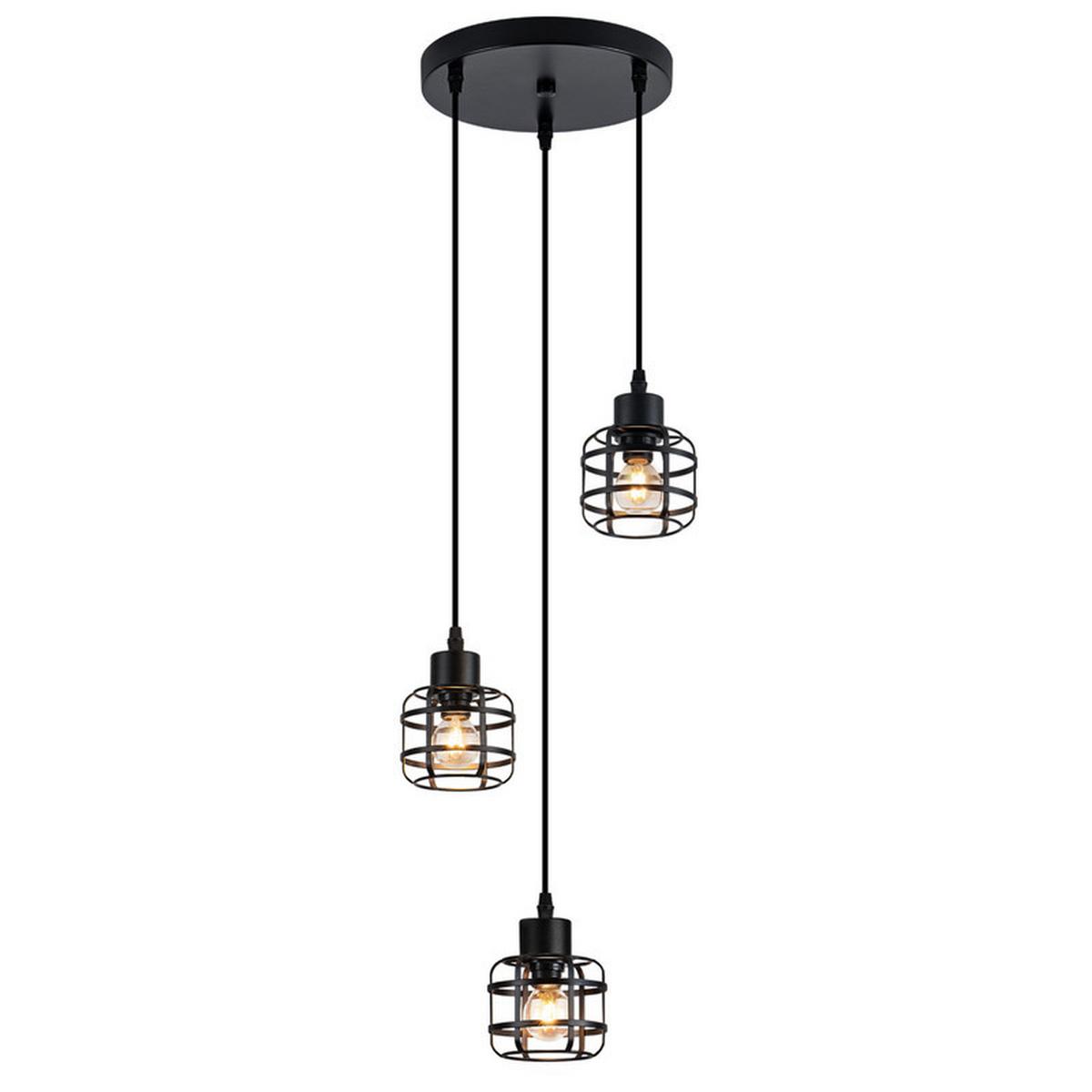 PENDELLEUCHTE BARNETT Ⅲ 24/24/140 cm - Schwarz, Metall (24/24/140cm) - Nettlife