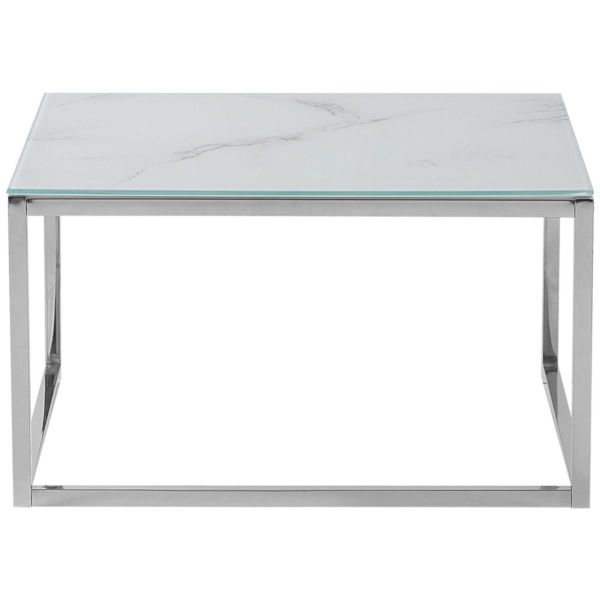 COUCHTISCH 2er-Set Quadratisch Weiß, Silber Brea - Weiß, Glas (60/60/45cm) - Beliani