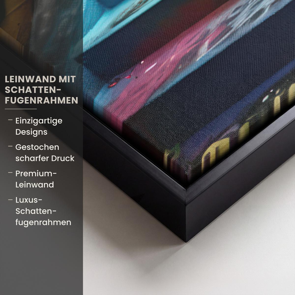 LEINWAND Bilder mit Rahmen - Treppe - Graffiti - Farben - Kunst - 100x70 - Multicolor, Textil (100/70cm) - MuchoWow