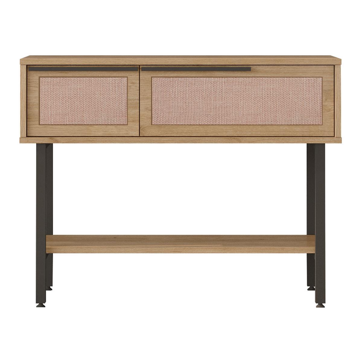FLURTISCH Kvænangen - Eichefarben/Schwarz, Holzwerkstoff/Metall (100/29.5/76cm) - [en.casa]